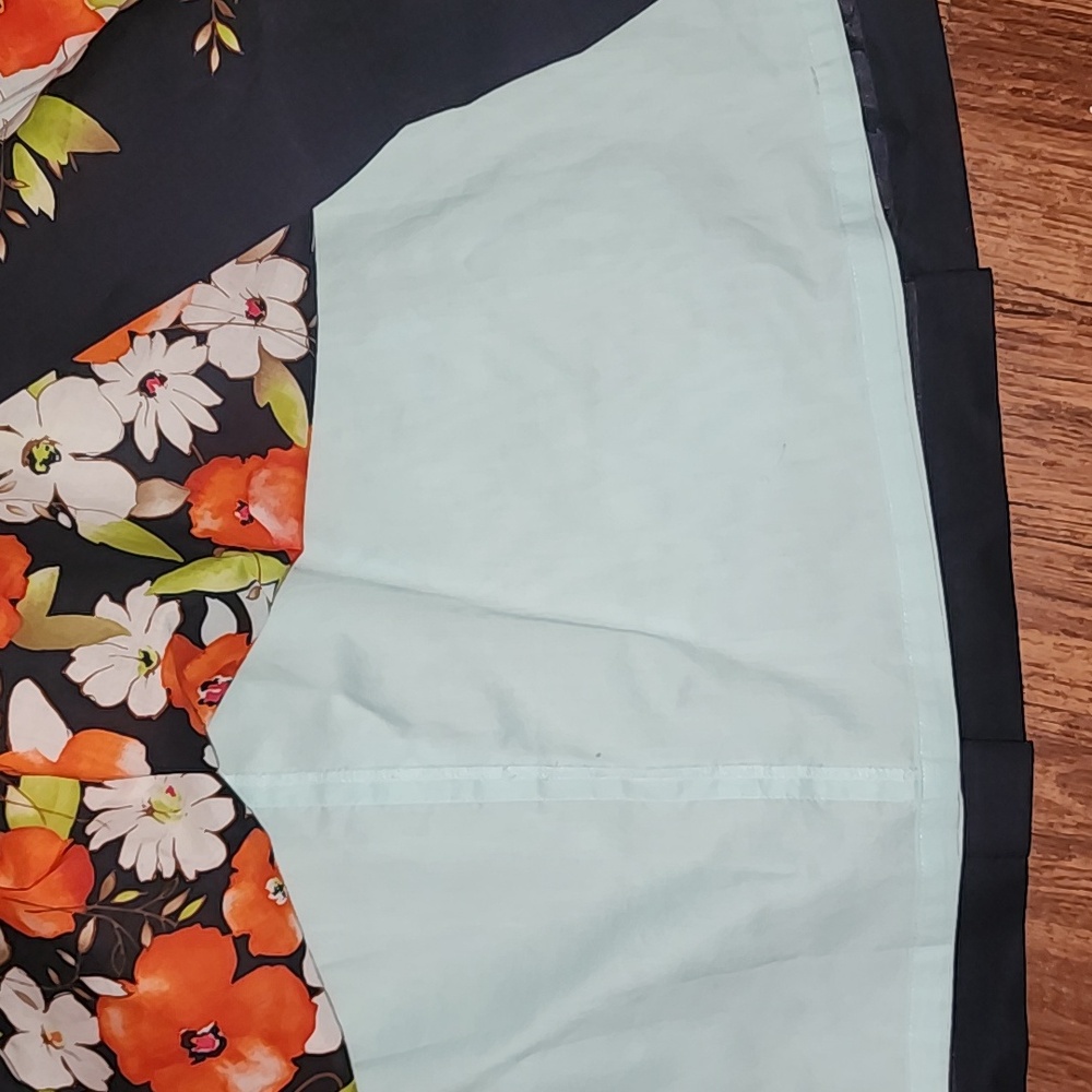 New Talbots All Cotton Pin Tuck Floral Red Poppy Fully Lined Midi Skirt 18 - Picture 12 of 13